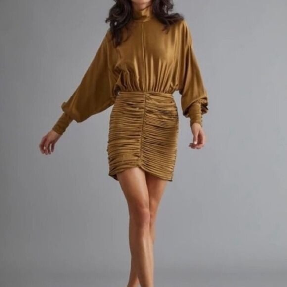 Retrofete Barbara Dress in Olive Green Small New Womens Mini Cocktail - Picture 11 of 12